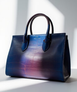 Sac Bandoulière en Cuir de Raisin – Bleu Roi / Bordeaux