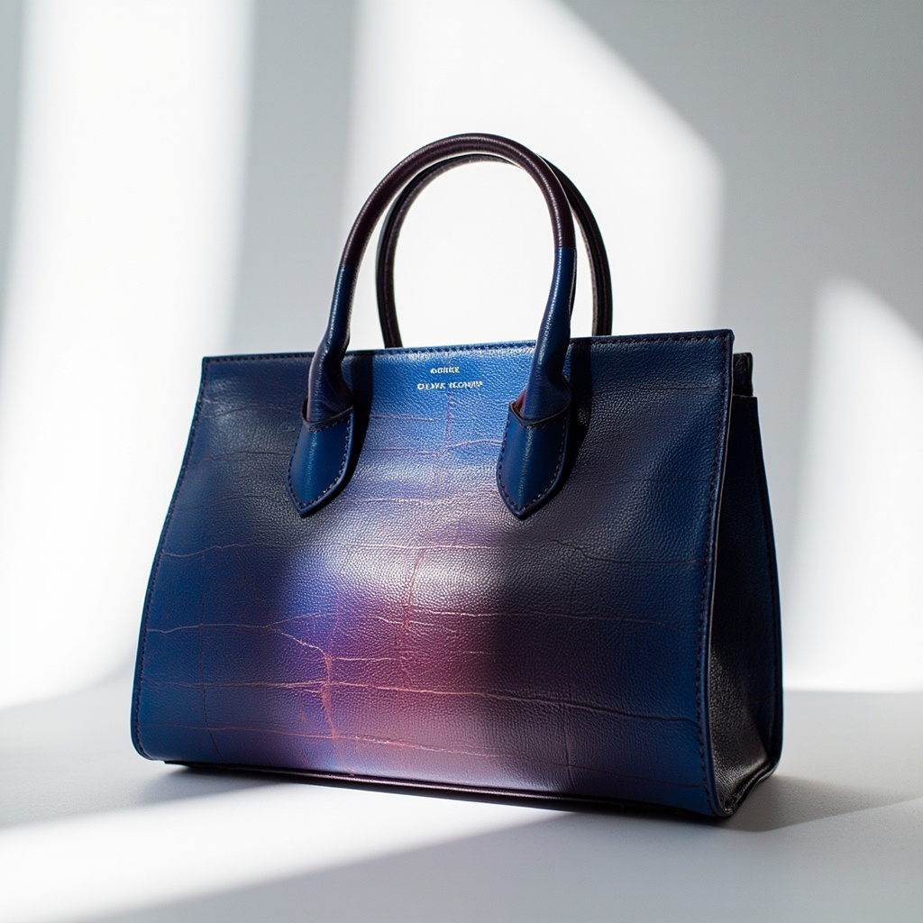 Sac Bandoulière en Cuir de Raisin – Bleu Roi / Bordeaux