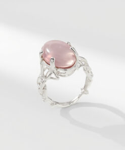 Bague en Argent Recyclé – Quartz Rose Poudré