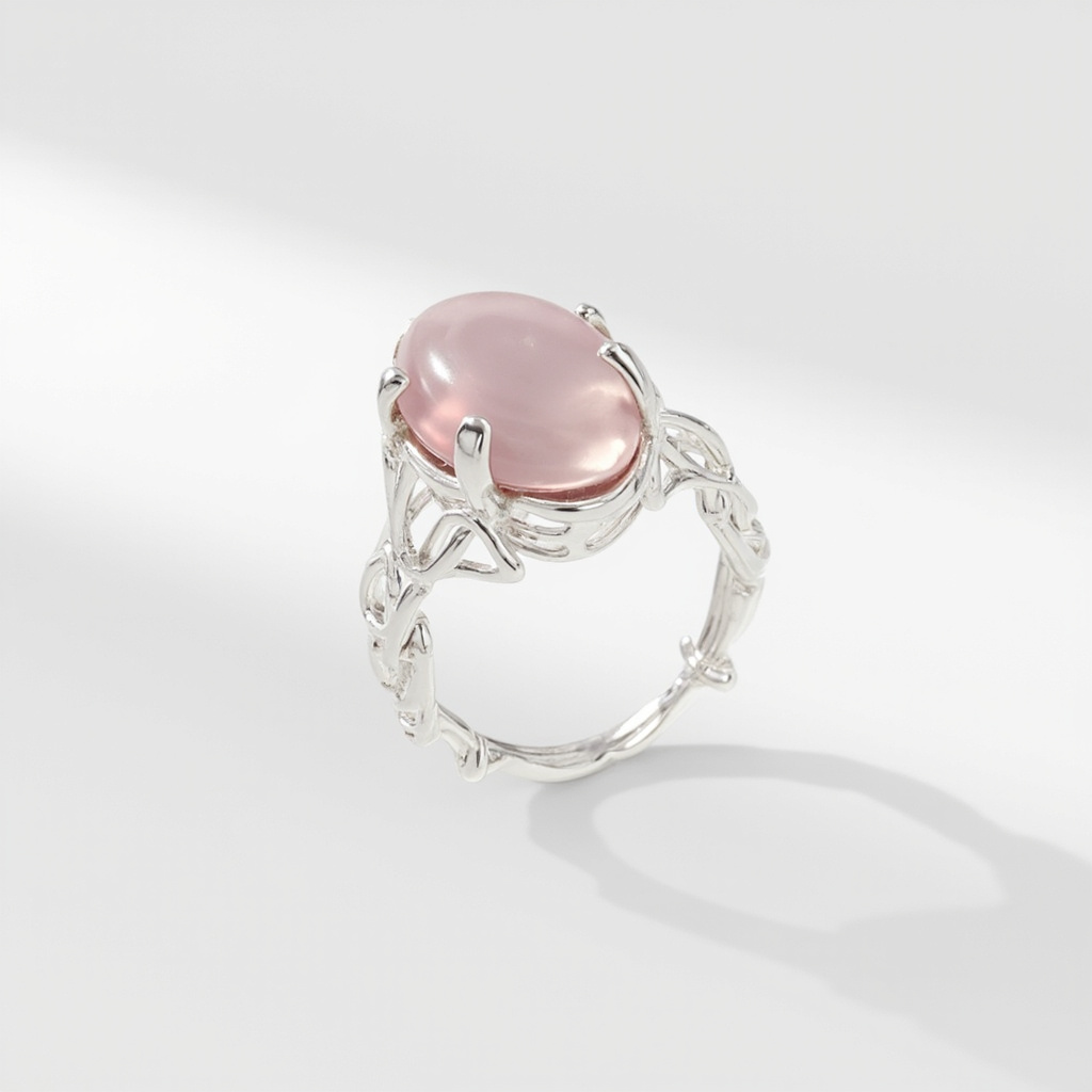 Bague en Argent Recyclé – Quartz Rose Poudré