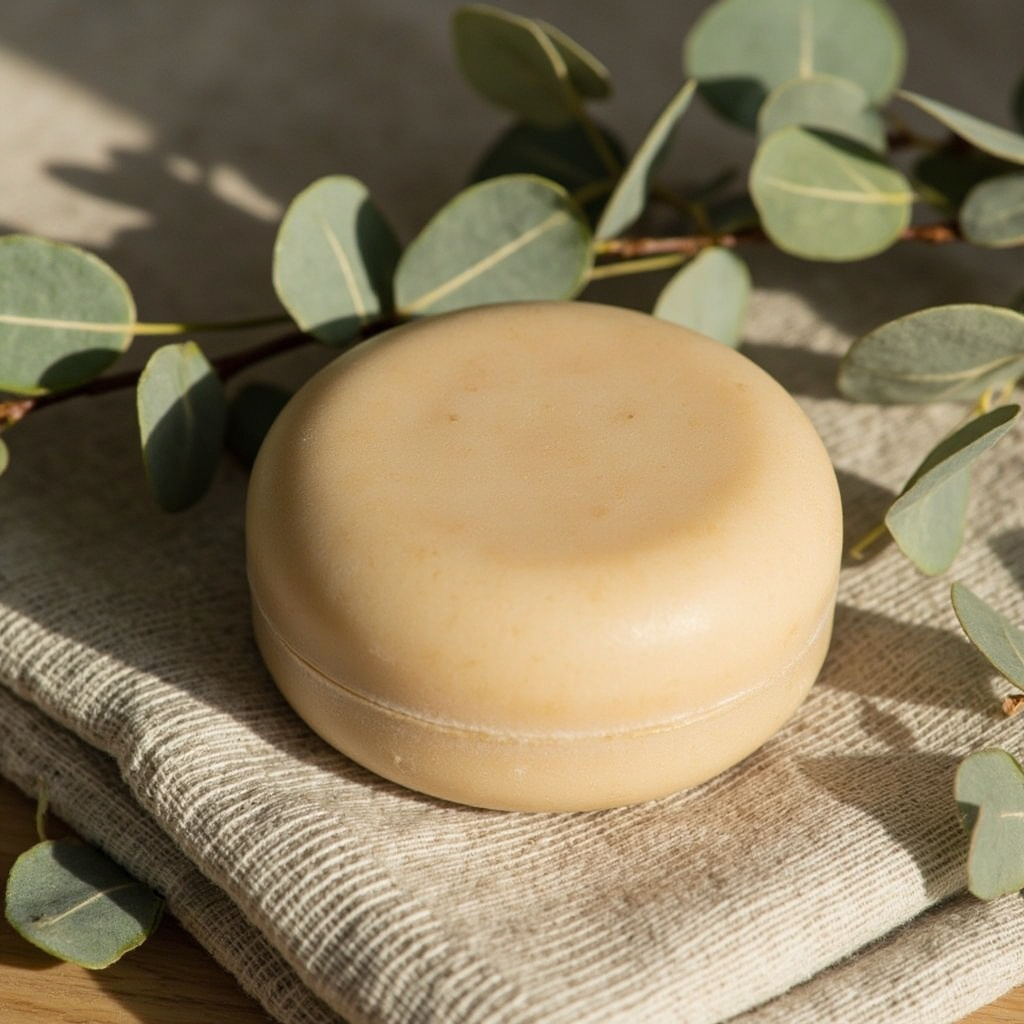 Shampoing Solide Douceur Sable – Eucalyptus & Argile Blanche